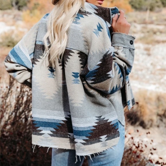 Last 1  L then sold out New Bohemian Aztec Southwest Sedona High Low Jacket - Picture 5 of 12